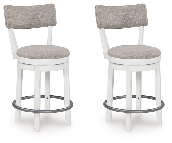 Ashley Robbinsdale Upholstered Swivel Barstool (Set of 2) - Antique White