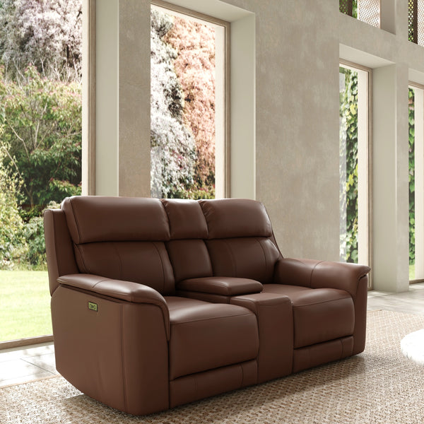 Omne Dual Power Reclining Living Room Set - Pecan
