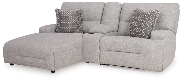 Acklen Place Pewter 3-Piece Power Reclining Sectional Sofa with LAF Chaise