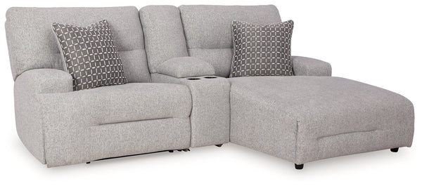 Acklen Place Pewter 3-Piece Power Reclining Sectional Sofa with RAF Chaise