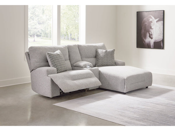 Acklen Place Pewter 3-Piece Power Reclining Sectional Sofa with RAF Chaise
