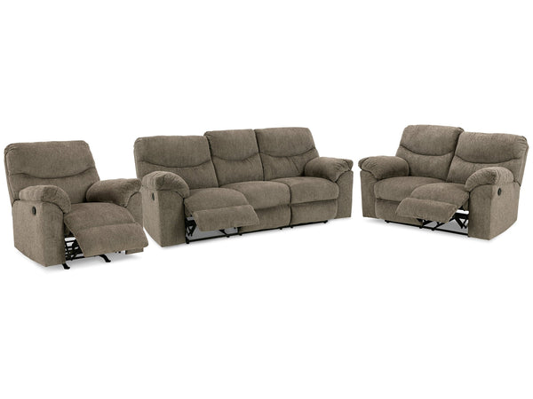 Alphons Putty Reclining Sofa, Loveseat and Recliner