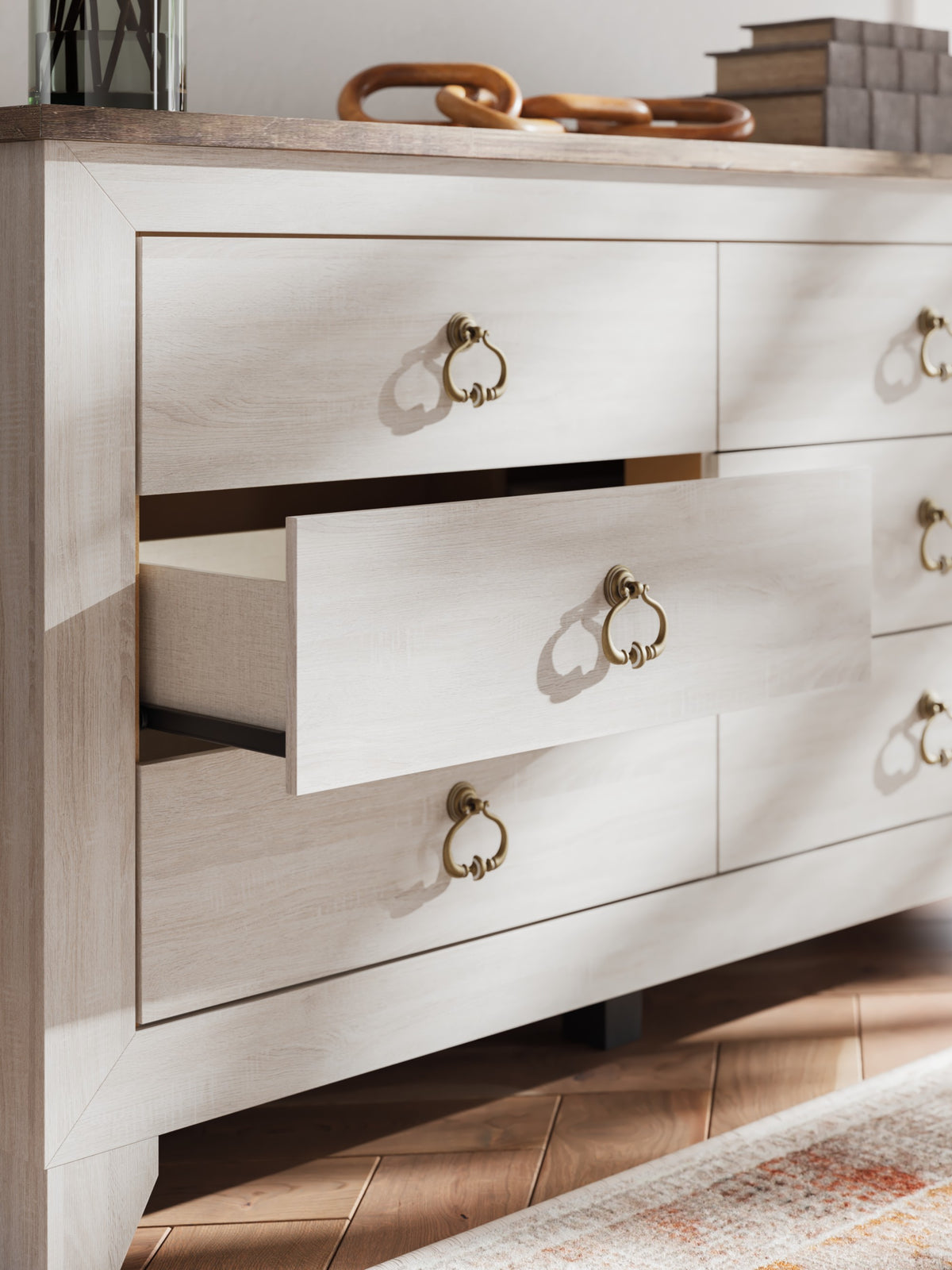 Laigmeyer Two-tone Six Drawer Dresser drawer detail
