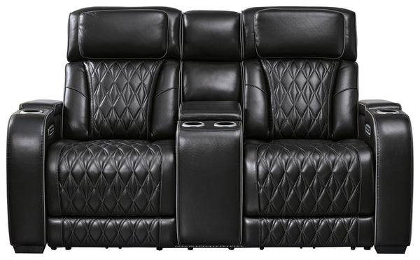 Boyington Black Power Reclining Sofa and Recliner
