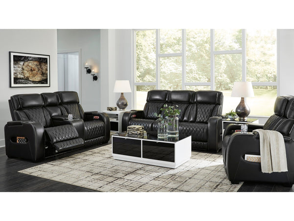 Boyington Black Power Reclining Sofa and Recliner