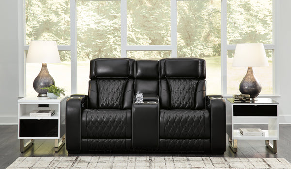 Boyington Black Power Reclining Sofa and Loveseat