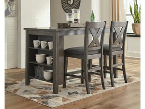 Caitbrook Gray Counter Height Dining Table and 2 Barstools
