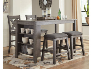 Caitbrook Gray Counter Height Dining Table and 4 Barstools (2 Chairs + 2 Stools)