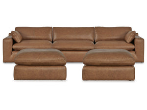 Emilia Caramel 3-Piece Sectional and 2 Ottomans