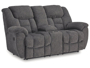 Foreside Charcoal Reclining Loveseat w/Console