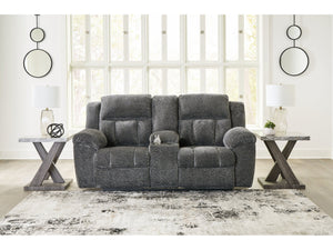 Frohn Graphite Reclining Loveseat w/Console