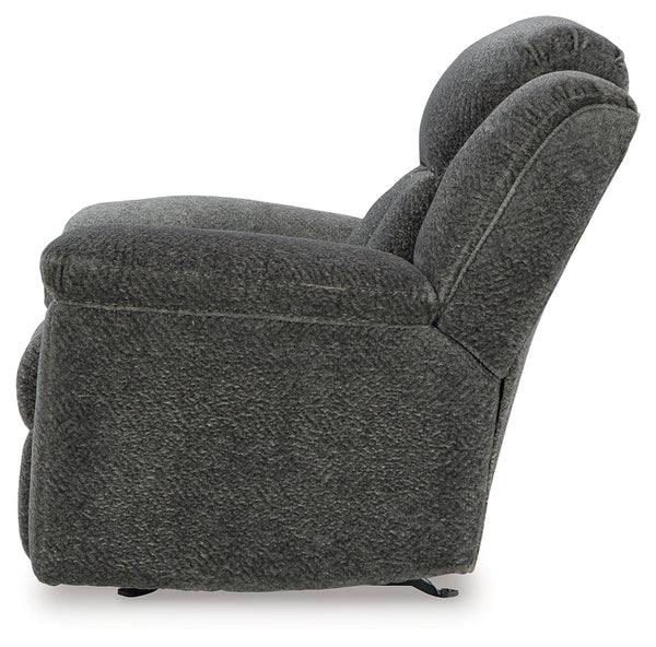 Frohn Graphite Reclining Loveseat with Console and 2 Recliners