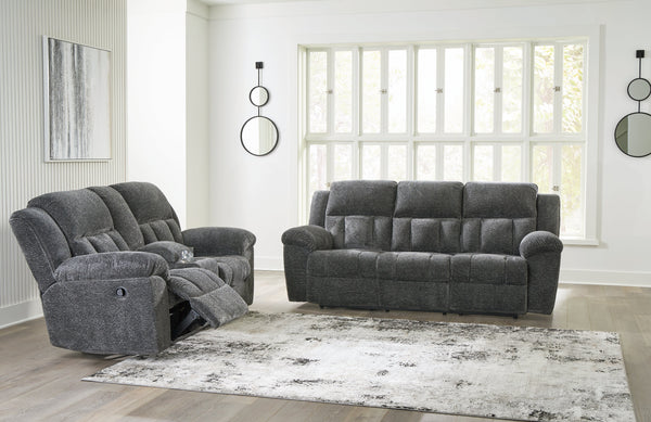 Frohn Graphite Reclining Sofa and Loveseat