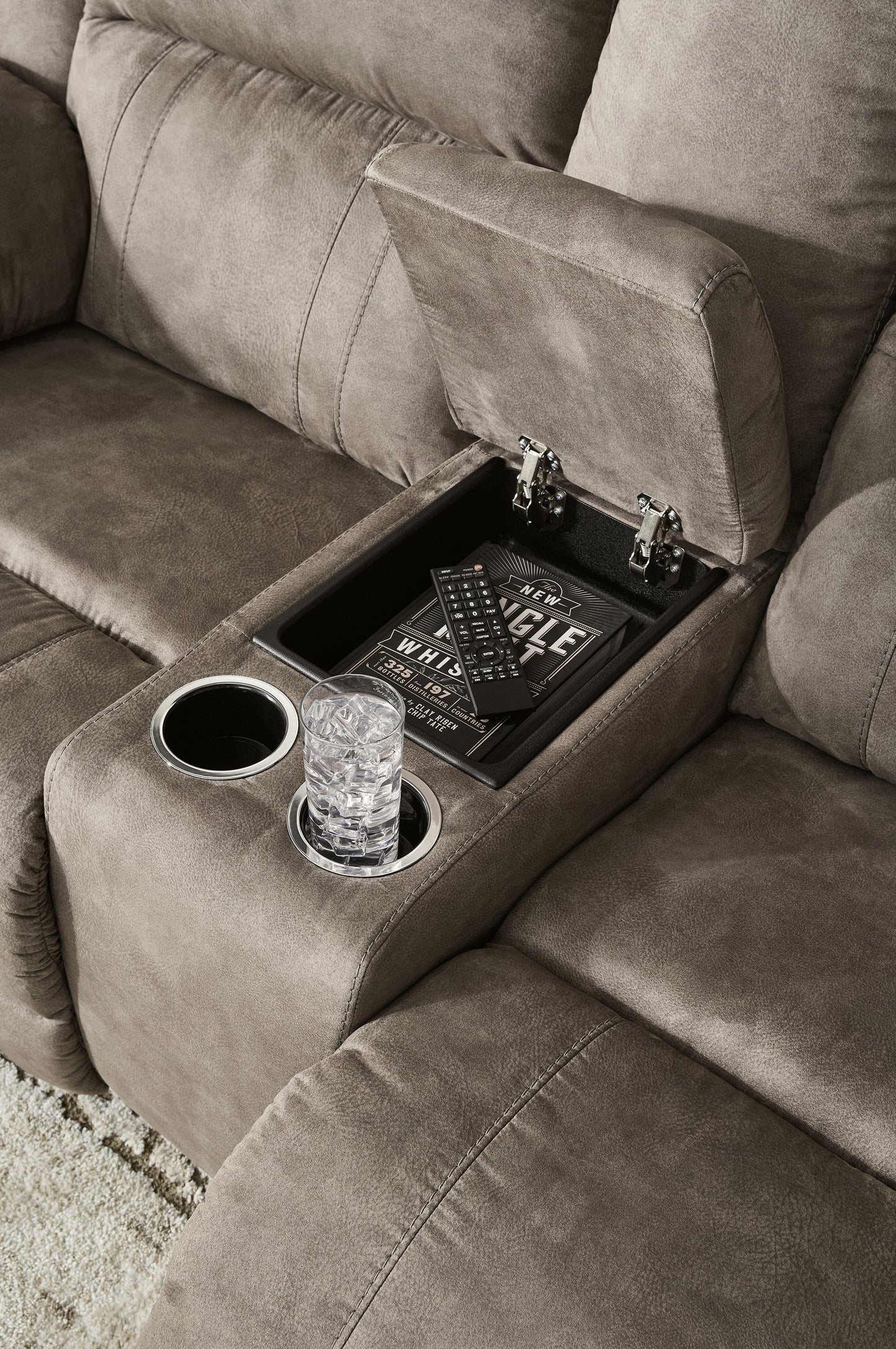 Laresview Fossil Reclining Loveseat w/Console