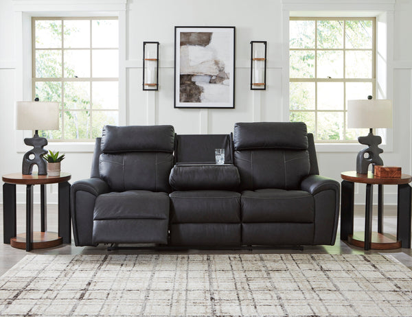 Montacute Black Reclining Sofa w/Drop Down Table