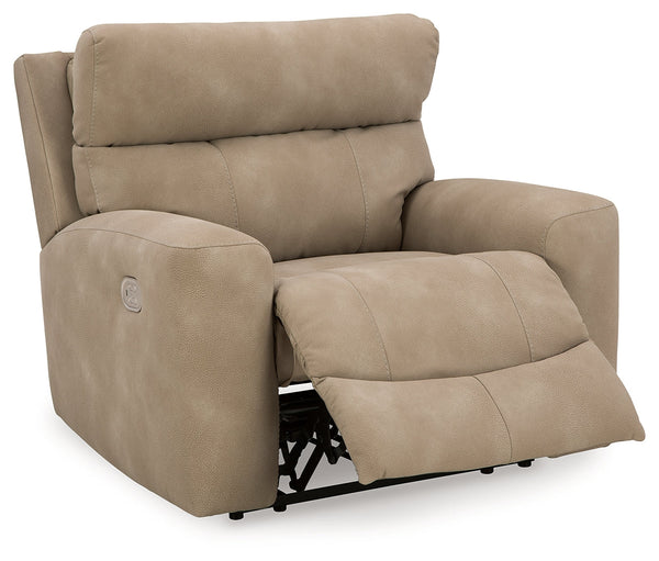 DuraPella Sand Pillow-Arm Power Recliner with Adjustable Headrest