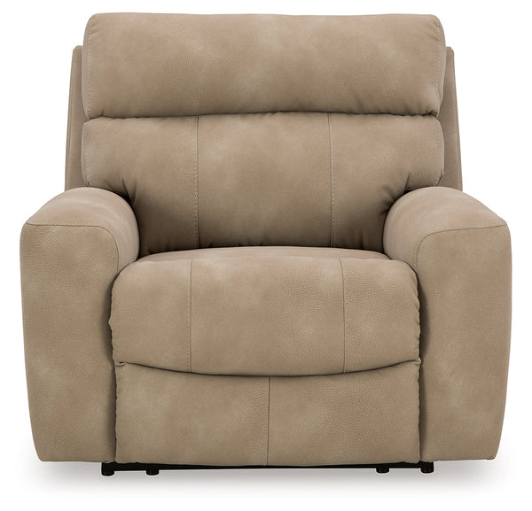 DuraPella Sand Pillow-Arm Power Recliner with Adjustable Headrest