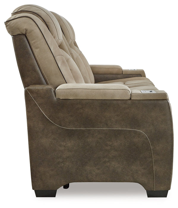 DuraPella Box-Arm Power Reclining Sofa with Drop-Down Table