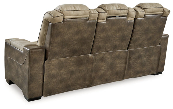 DuraPella Box-Arm Power Reclining Sofa with Drop-Down Table