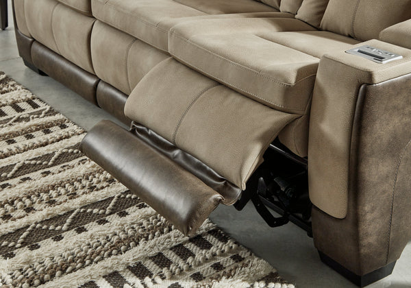 DuraPella Box-Arm Power Reclining Sofa with Drop-Down Table