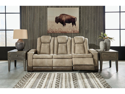DuraPella Box-Arm Power Reclining Sofa with Drop-Down Table