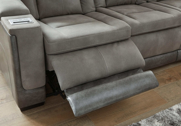 DuraPella Slate Box-Arm Reclining Sofa and Loveseat