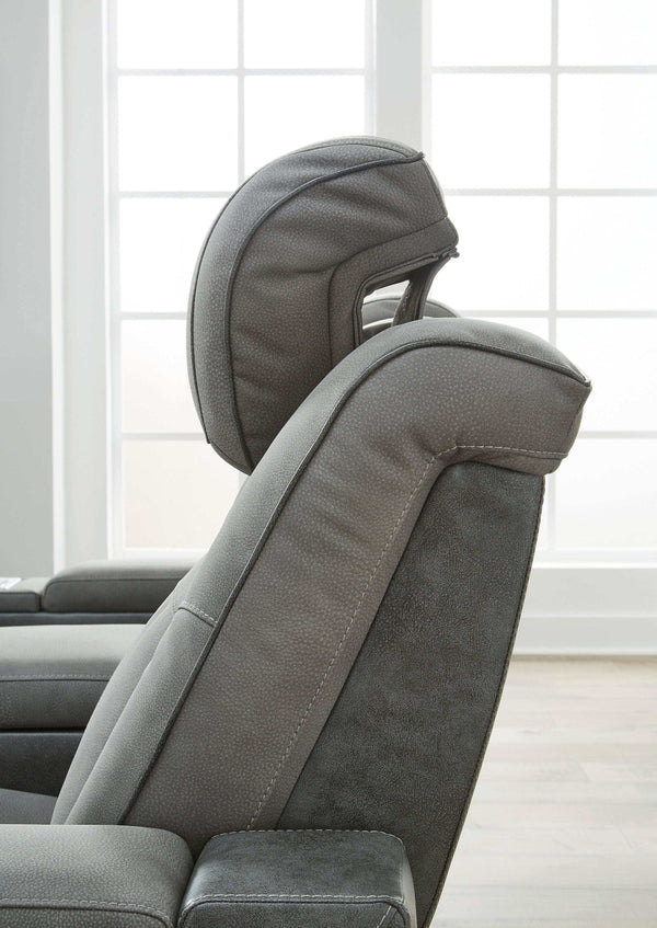 DuraPella Slate Box-Arm Reclining Sofa and Loveseat