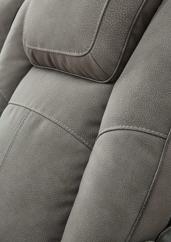 DuraPella Slate Box-Arm Reclining Sofa and Loveseat