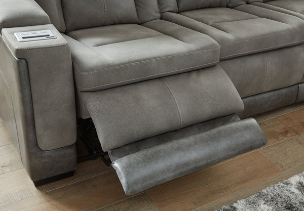 DuraPella Box-Arm Power Reclining Sofa with Drop-Down Table