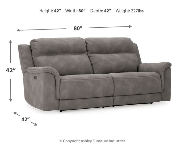 DuraPella Slate Pillow-Arm Power Reclining Sofa