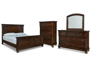 Porter Rustic Brown California King Panel Bed & Dresser & Mirror & Chest
