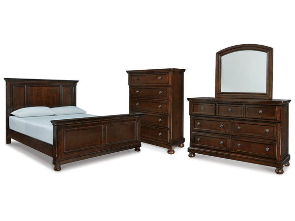 Porter Rustic Brown California King Panel Bed & Dresser & Mirror & Chest