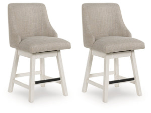 Robbinsdale Antique White Upholstered Swivel Barstool (Set of 2)