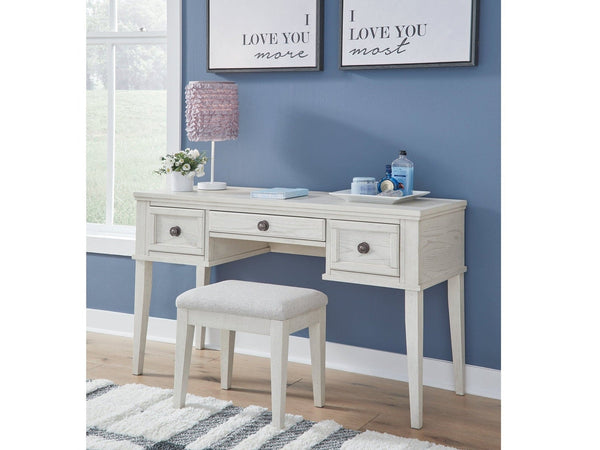 Robbinsdale Antique White Vanity Desk w/ Stool