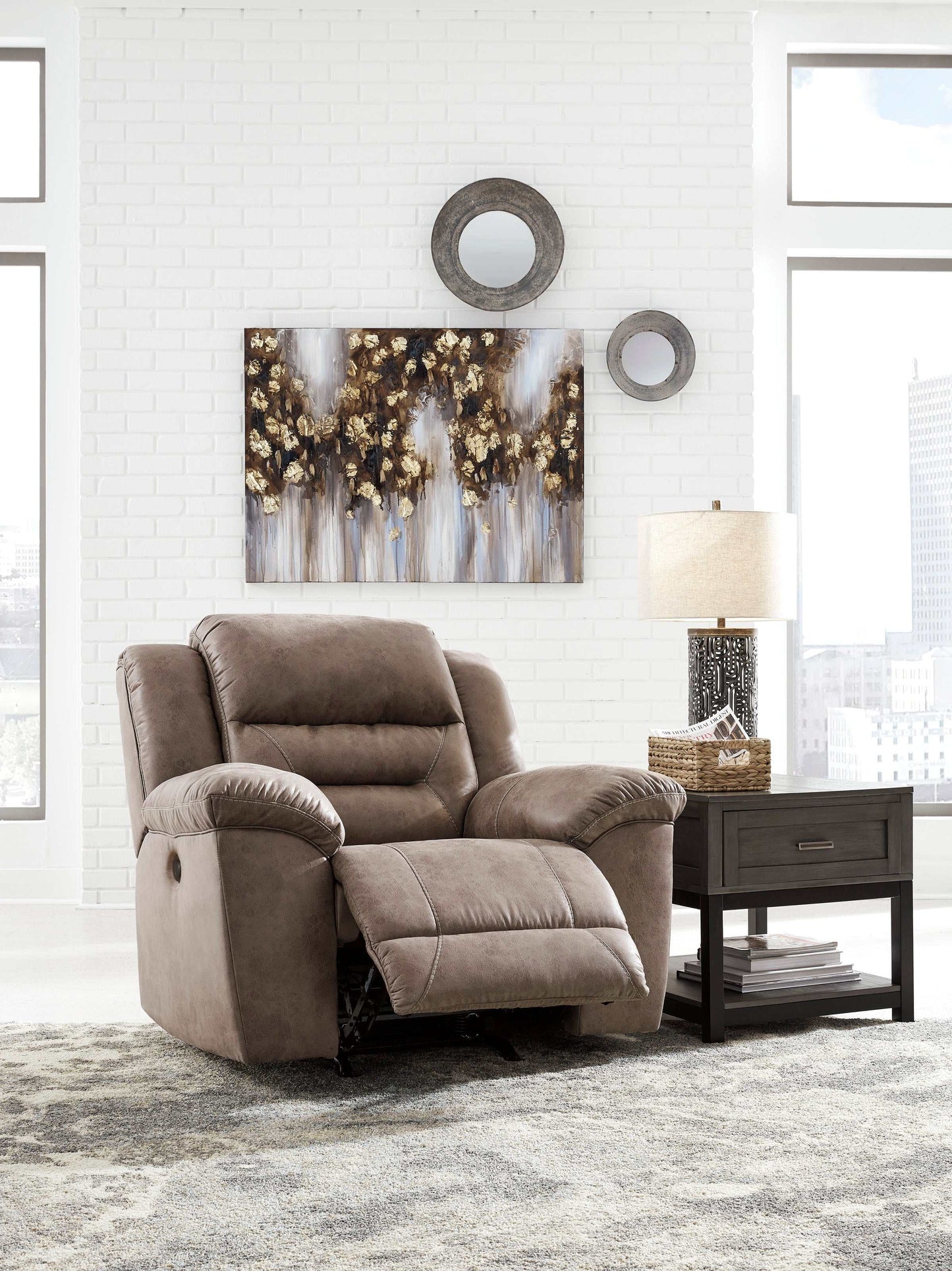 Stoneland Fossil Reclining Loveseat and Power Recliner