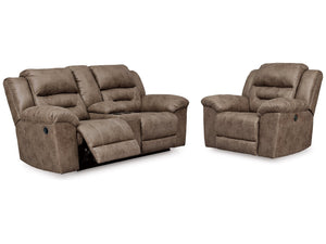 Stoneland Fossil Reclining Loveseat and Power Recliner