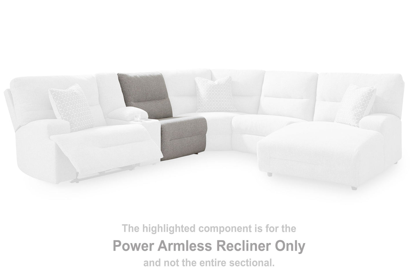Ashley Acklen Place Power Armless Recliner With Adjustable Headrest - Pewter
