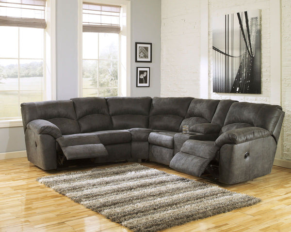 Ashley Tambo Dark Gray 2-Piece Reclining Sectional Sofa