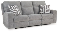 Ashley Biscoe Power Reclining Sofa With Adjustable Headrest - Pewter