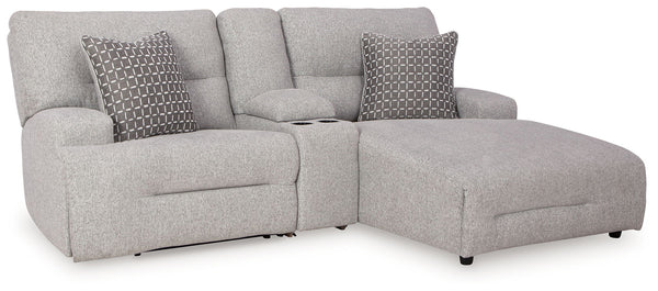 Ashley Acklen Place Pewter 3 Piece Power Reclining Sectional Sofa With RAF Chaise