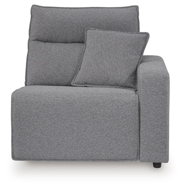 Modmax II Salt and Pepper right-arm facing zero wall power recliner, front view