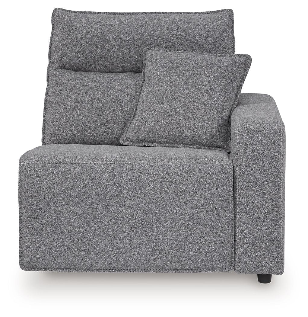 Modmax II Salt and Pepper right-arm facing zero wall power recliner, front view