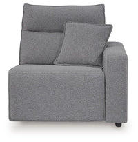 Modmax II Salt and Pepper right-arm facing zero wall power recliner, front view