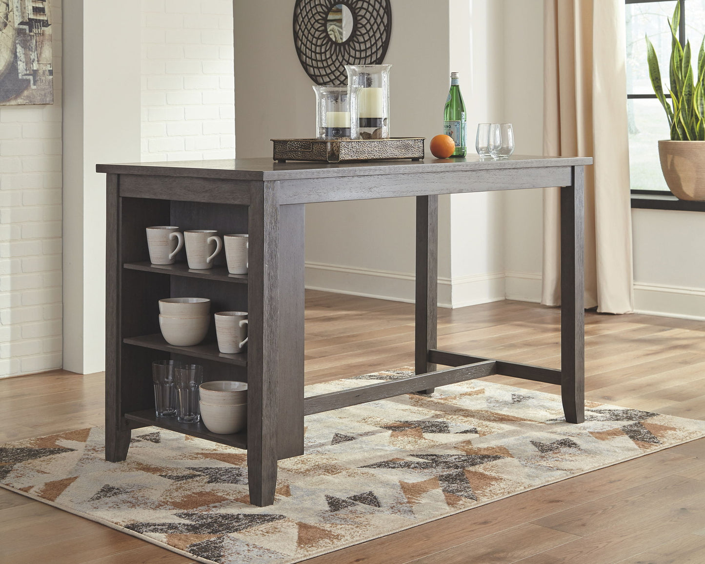 Caitbrook - Rectangular Dining Room Counter Table - Gray