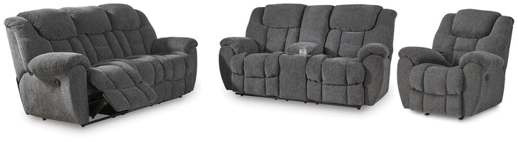 Foreside Charcoal Reclining Sofa, Loveseat and Recliner