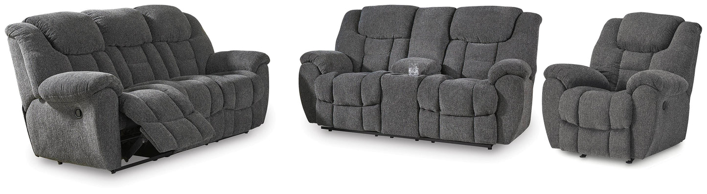 Foreside Charcoal Reclining Sofa, Loveseat and Recliner