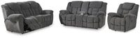 Foreside Charcoal Reclining Sofa, Loveseat and Recliner