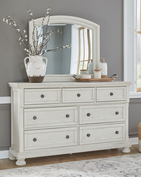 Robbinsdale Antique White Dresser & Mirror