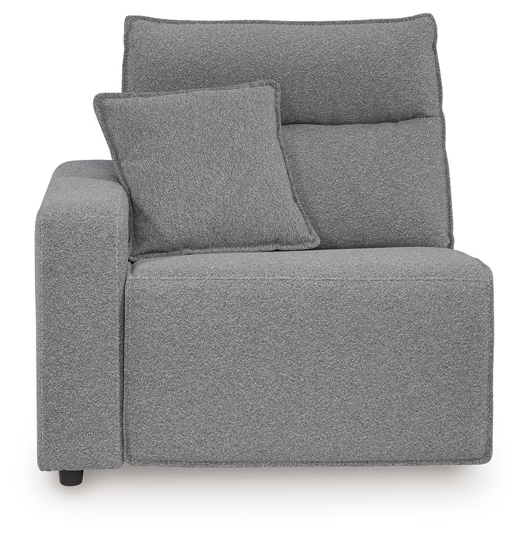 Modmax II Salt and Pepper left-arm facing zero wall power recliner, front view