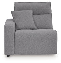 Modmax II Salt and Pepper left-arm facing zero wall power recliner, front view